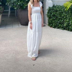 White Smocked Top Frilly maxi dress